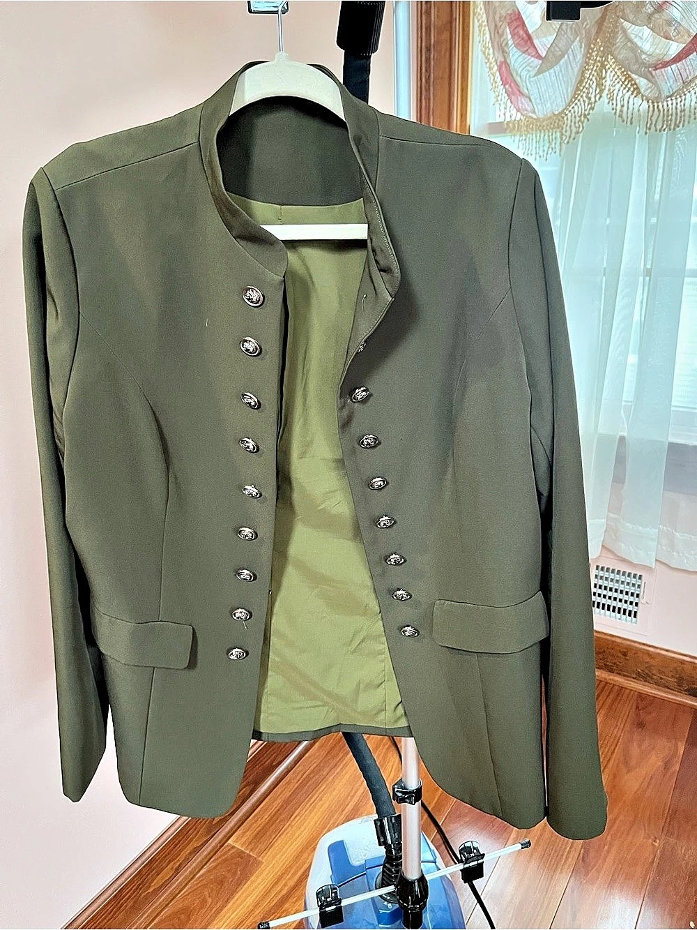 Olive Button-Front Blazer